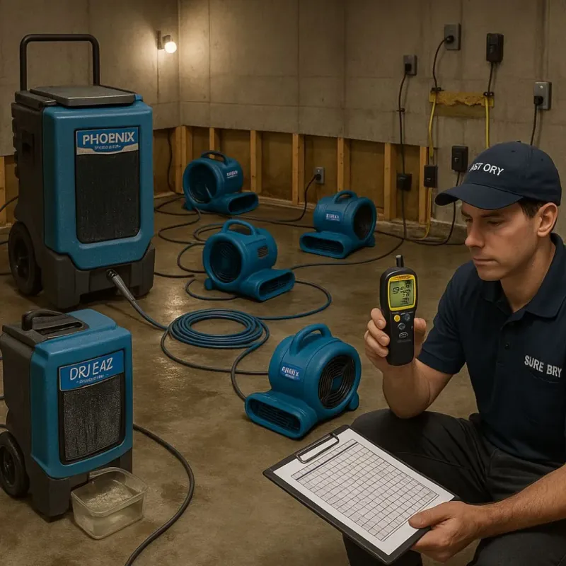 Structural Drying and Dehumidification process in Harrison, NJ
